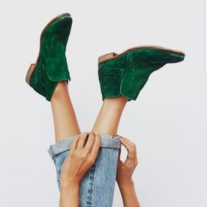 Free People Summit Suede Ankle Boot in Green